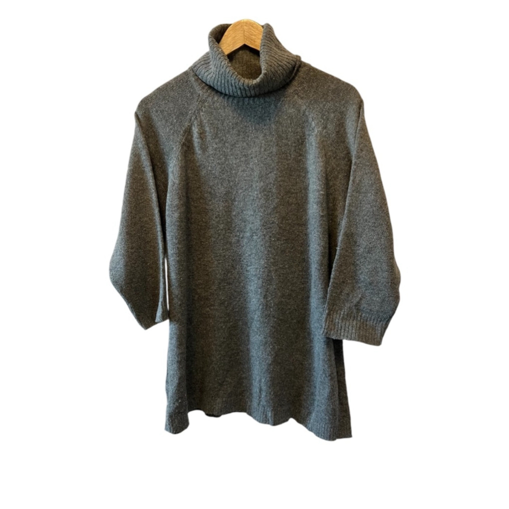 JOE FRESH Wool Blend Grey Crop Sleeve Turtleneck Pullover Sweater M